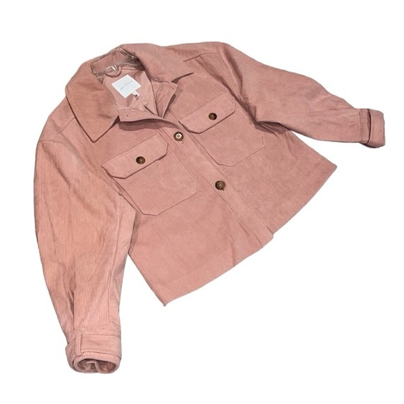 Avec Les Filles Rose Pink Corduroy Cropped Shacket Jacket Size Medium - Picture 7 of 15